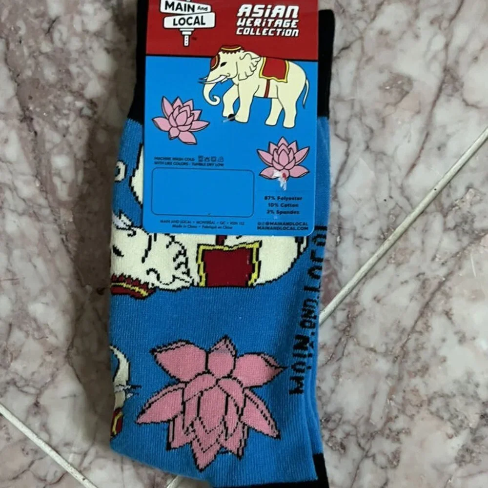 Asian Heritage Collection Thai Elephants Unisex Crew Socks Adult One Size